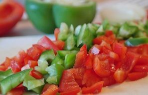 chopped green and red bell peppers