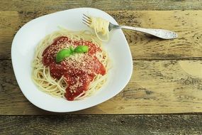 beautiful spagghetti with tomato sauce