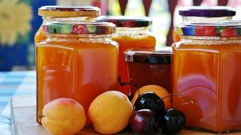 home made jam with cherries and apricots