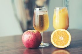 fresh apple and orange juice