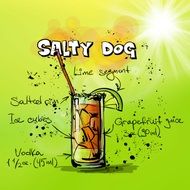 salty dog cocktail drink drawing