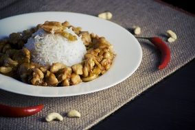 asian spicy cuisine with curied chiken