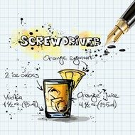 drawn summer alcoholic cocktail