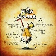 cocktail pina colada drawing