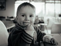 Portrait of child eating