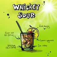 recipe cocktail "whiskey sour" is drawn in the picture