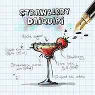 appearance and composition of the alcoholical drink Strawberry Daiquiri