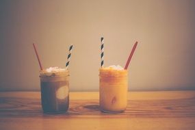 milkshake and smoothie on the table