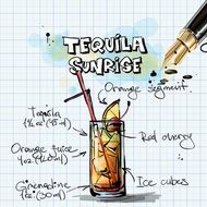 appearance and composition of the coctail Tequila Sunrise