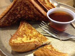 french toast with syrup for breakfast