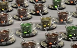 variety of tea in glass cups