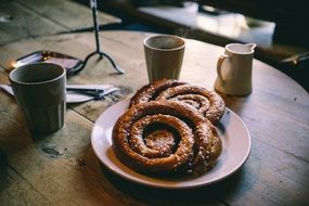 baked snail on a plate in a bakery