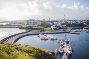 view from the above to yachts in the port