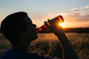 drinking beer bottle alcohol sunset panorama