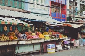 fruits and vegetables at street market