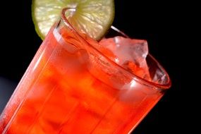 cold drink with ice in a glass
