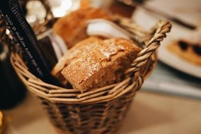 basket with bread for breakfast