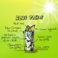 appearance and recipe of the coctail Blue Tahoe