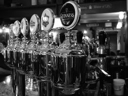 automatic of the draft beer in black and white