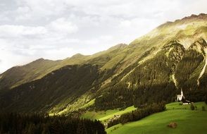 Landscape of meadows on a mountains