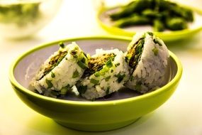 Closeup photo of sushi in a plate
