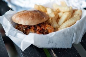 delicious hot burger with french fries