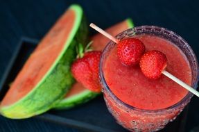 delicious watermelon and strawberry smoothie