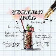 strawberry mojito cocktail drawing