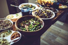 Salads in the salad bar