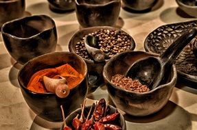 different dried spices