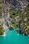 blue water in cliffs
