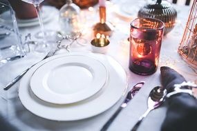 white tableware served for christmas