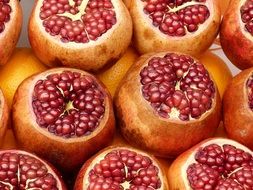 ripe open pomegranate fruits