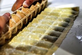 green ravioli on the table