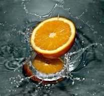 orange and water splash