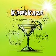 clipart of recipe of the cocktail Kamikaze