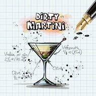 appearance and recipe of the coctail Dirty Martini