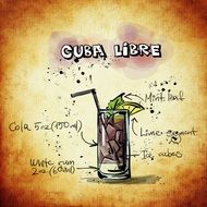 cuba libre cocktail with straw