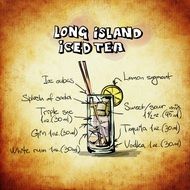 long island iced tea cocktail with straw