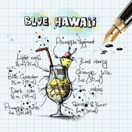 appearance and recipe of the coctail Blue Hawaii