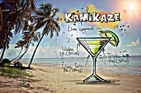 clipart of the recipe of the cocktail Kamikaze