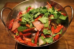 food salad spicy pan