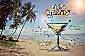 recipe of the cocktail Dirty Martini, its summer colors