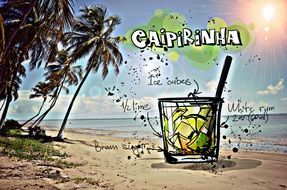 recipe of the cocktail Caipirinha, its summer colors