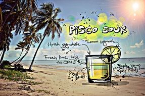 recipe of the cocktail Pisco Sour, its summer colors