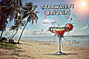 recipe of the cocktail Strawberry Daiquiri, its summer colors