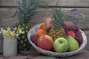 pineapple with other fruits as a still life