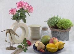 still life fruit bowl apple