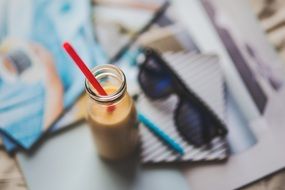 smoothie in a bottle with straw