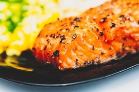 salmon with pepper on a plate